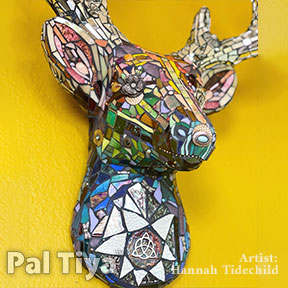 Mirror and colored Mosaic Deer head