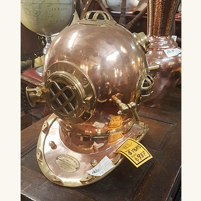 Thrift store copper diving helmet